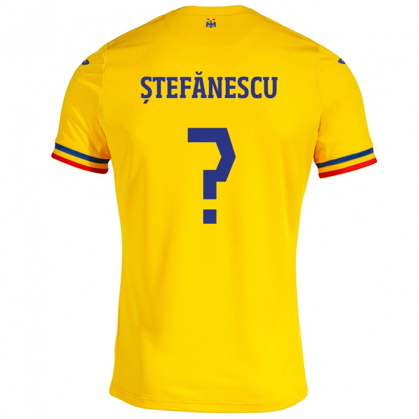 Børn Rumænien Marius Ștefănescu #0 Gul Hjemmebane Spillertrøjer 24-26 Trøje T-Shirt