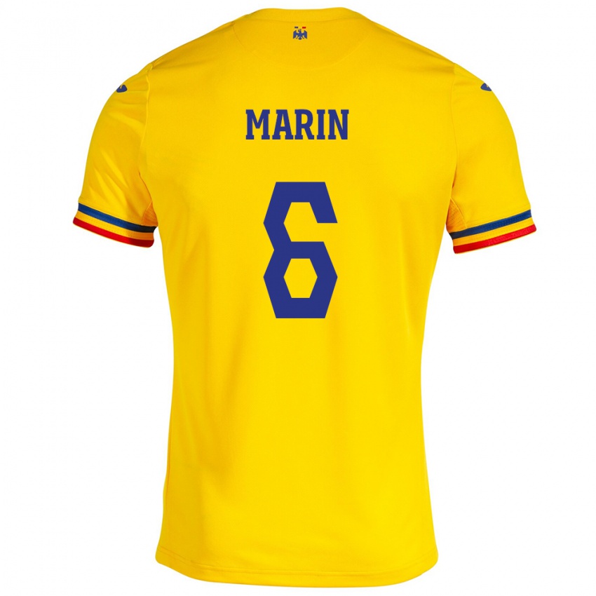 Børn Rumænien Marius Marin #6 Gul Hjemmebane Spillertrøjer 24-26 Trøje T-Shirt