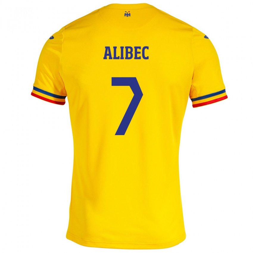 Børn Rumænien Denis Alibec #7 Gul Hjemmebane Spillertrøjer 24-26 Trøje T-Shirt