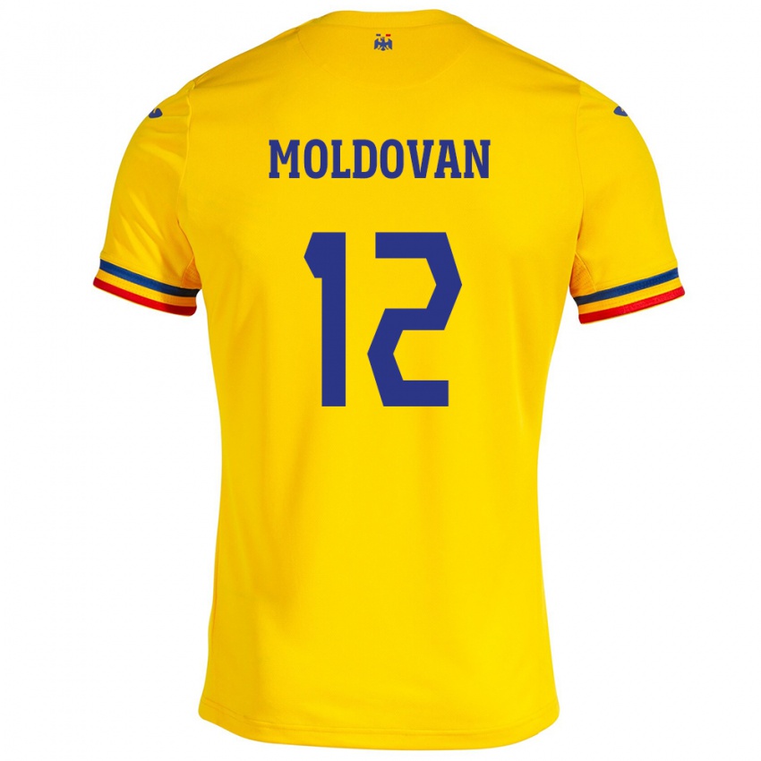 Børn Rumænien Horaţiu Moldovan #12 Gul Hjemmebane Spillertrøjer 24-26 Trøje T-Shirt