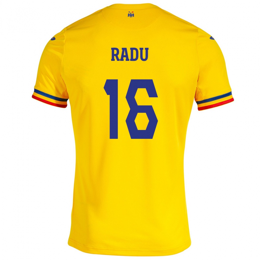 Børn Rumænien Andrei Radu #16 Gul Hjemmebane Spillertrøjer 24-26 Trøje T-Shirt