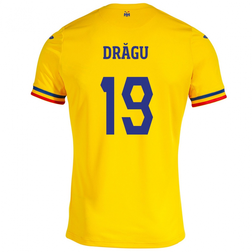 Børn Rumænien Denis Drăguş #19 Gul Hjemmebane Spillertrøjer 24-26 Trøje T-Shirt