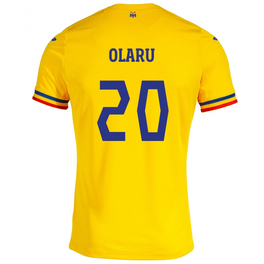 Børn Rumænien Darius Olaru #20 Gul Hjemmebane Spillertrøjer 24-26 Trøje T-Shirt