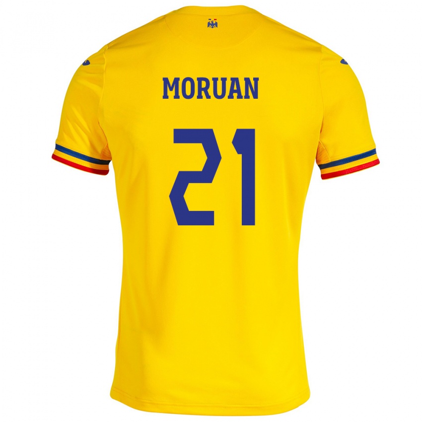 Børn Rumænien Olimpiu Moruţan #21 Gul Hjemmebane Spillertrøjer 24-26 Trøje T-Shirt