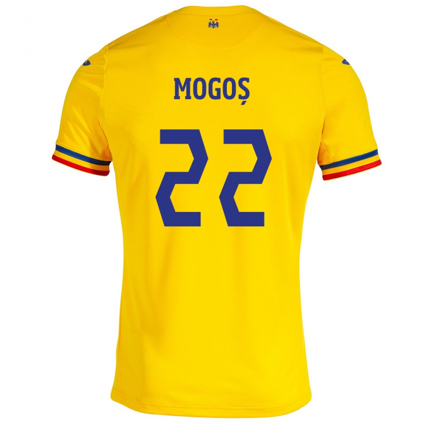 Børn Rumænien Vasile Mogoș #22 Gul Hjemmebane Spillertrøjer 24-26 Trøje T-Shirt