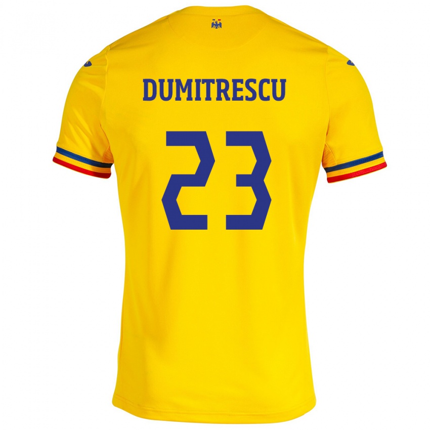 Børn Rumænien Andres Dumitrescu #23 Gul Hjemmebane Spillertrøjer 24-26 Trøje T-Shirt