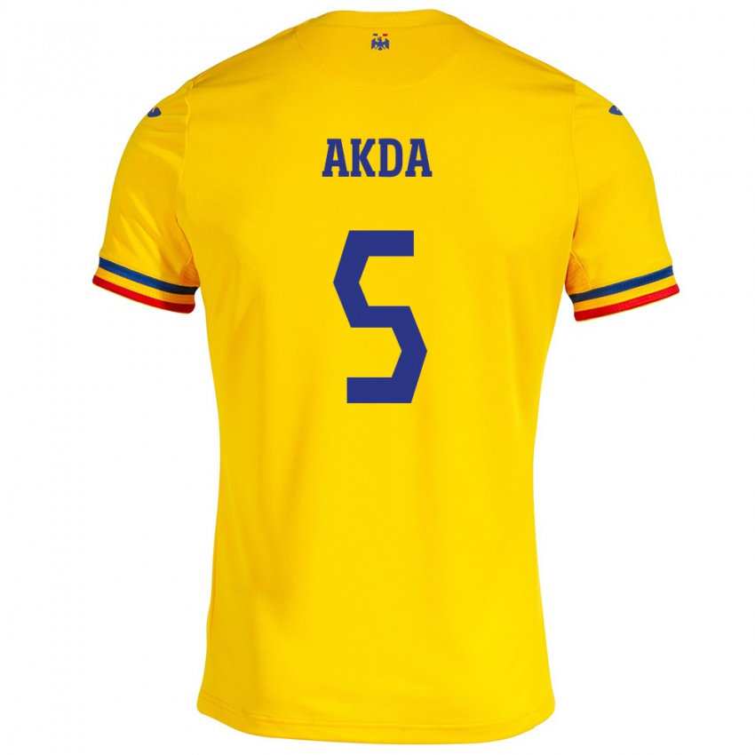 Børn Rumænien Ümit Akdağ #5 Gul Hjemmebane Spillertrøjer 24-26 Trøje T-Shirt