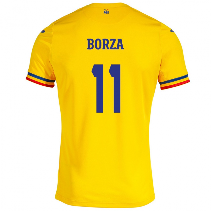 Børn Rumænien Andrei Borza #11 Gul Hjemmebane Spillertrøjer 24-26 Trøje T-Shirt