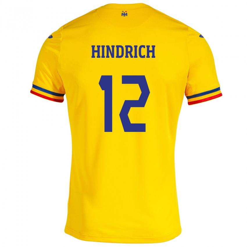 Børn Rumænien Otto Hindrich #12 Gul Hjemmebane Spillertrøjer 24-26 Trøje T-Shirt