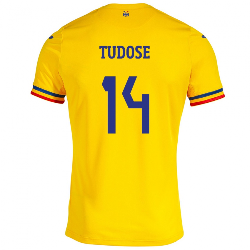 Børn Rumænien Mario Tudose #14 Gul Hjemmebane Spillertrøjer 24-26 Trøje T-Shirt