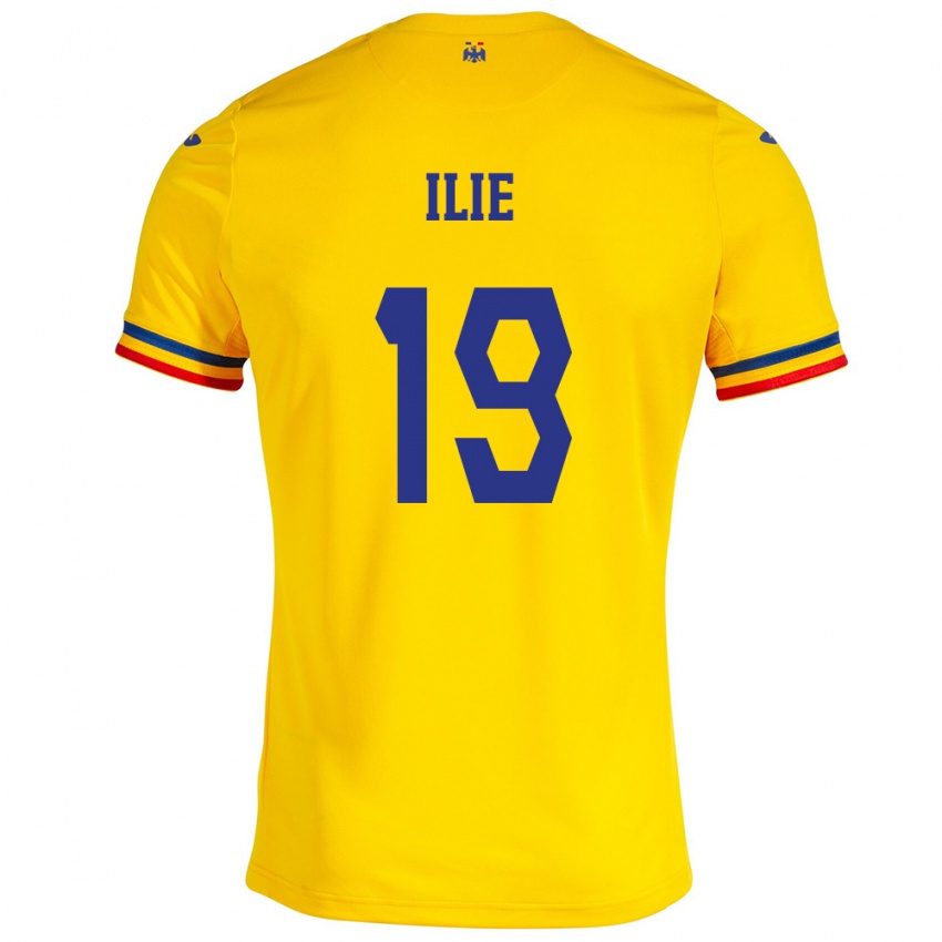 Børn Rumænien Rareș Ilie #19 Gul Hjemmebane Spillertrøjer 24-26 Trøje T-Shirt