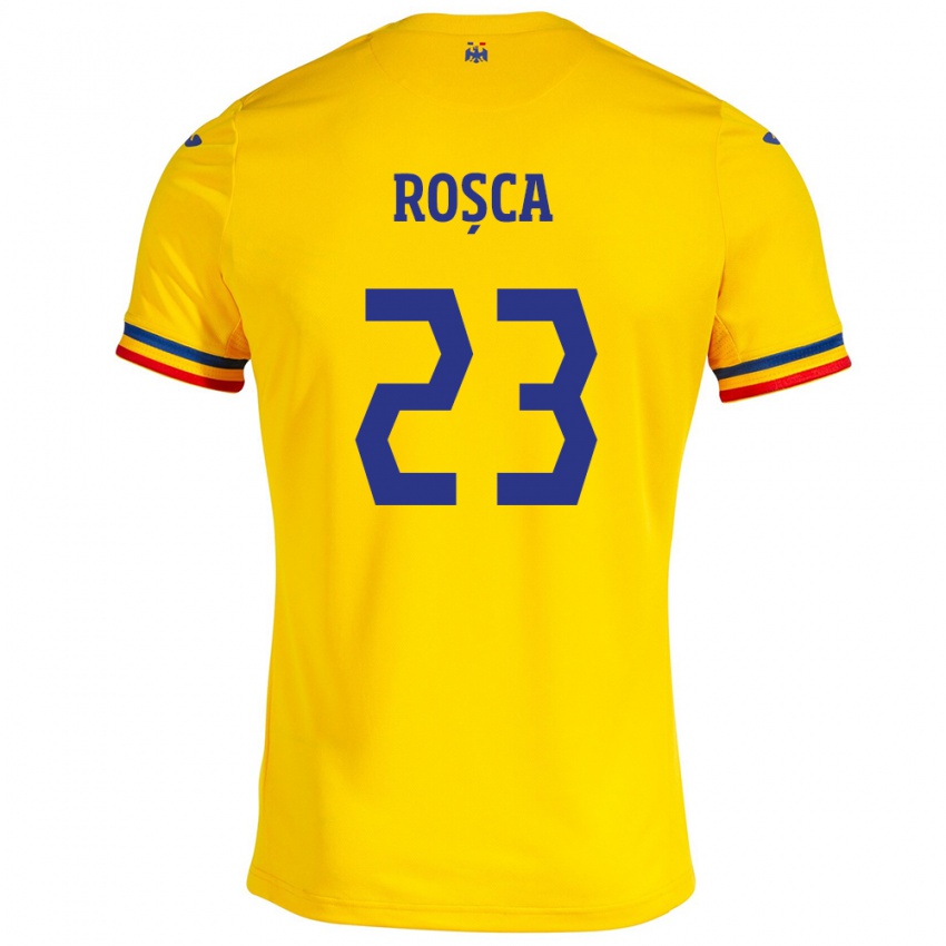 Børn Rumænien Alexandru Roșca #23 Gul Hjemmebane Spillertrøjer 24-26 Trøje T-Shirt