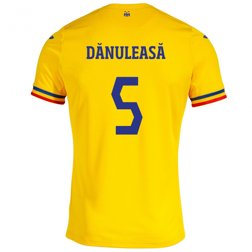 Børn Rumænien Gabriel Dănuleasă #5 Gul Hjemmebane Spillertrøjer 24-26 Trøje T-Shirt