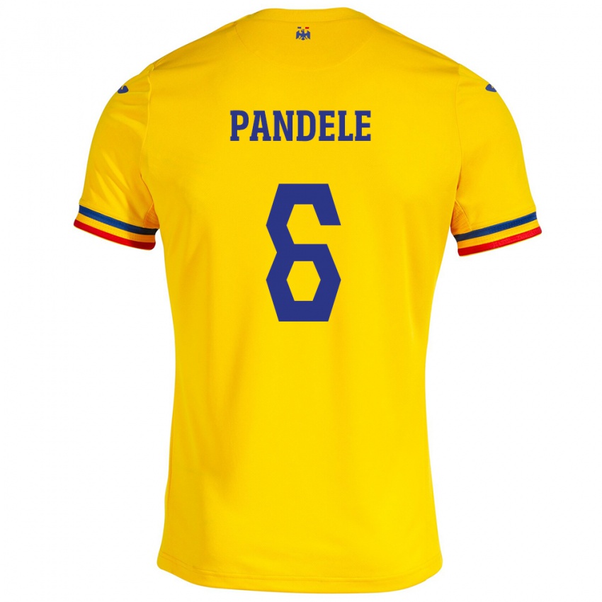 Børn Rumænien Andrei Pandele #6 Gul Hjemmebane Spillertrøjer 24-26 Trøje T-Shirt