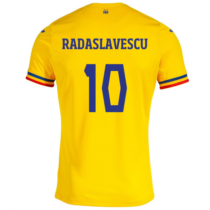 Børn Rumænien Eduard Radaslavescu #10 Gul Hjemmebane Spillertrøjer 24-26 Trøje T-Shirt