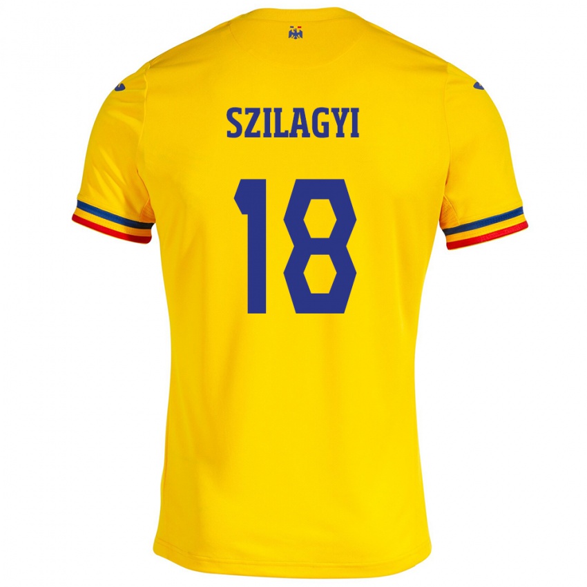 Børn Rumænien Szabolcs Szilágyi #18 Gul Hjemmebane Spillertrøjer 24-26 Trøje T-Shirt