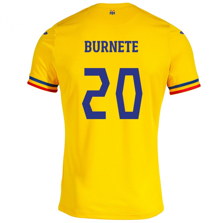 Børn Rumænien Rareș Burnete #20 Gul Hjemmebane Spillertrøjer 24-26 Trøje T-Shirt