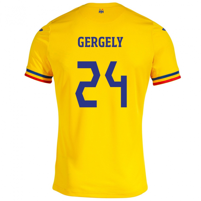 Børn Rumænien Botond Gergely #24 Gul Hjemmebane Spillertrøjer 24-26 Trøje T-Shirt