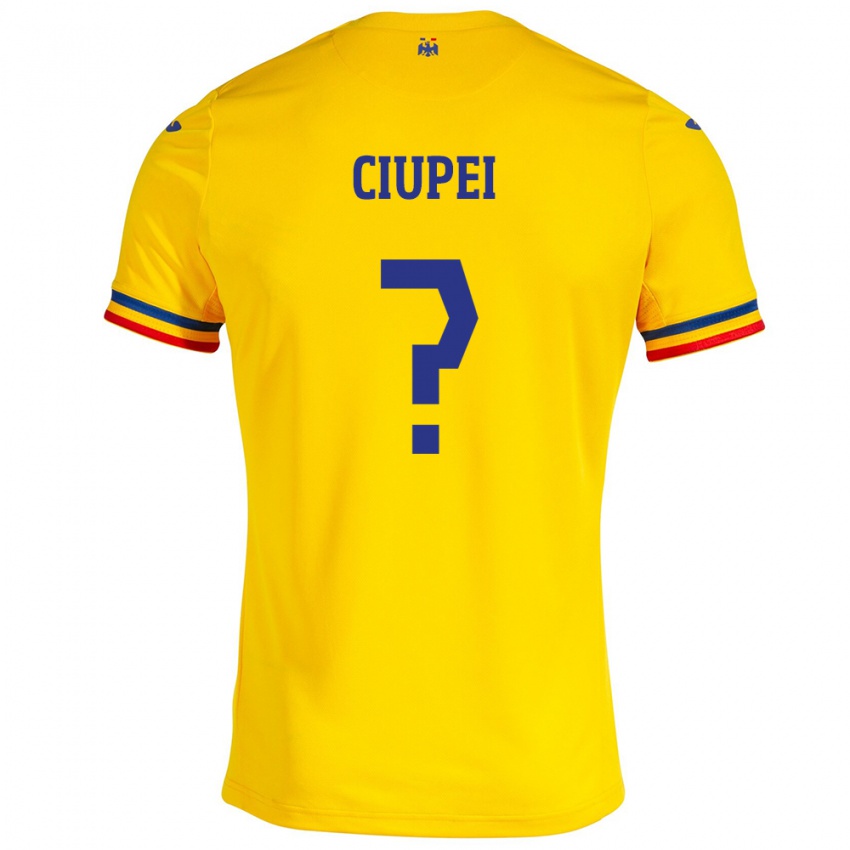 Børn Rumænien Paul Ciupei #0 Gul Hjemmebane Spillertrøjer 24-26 Trøje T-Shirt