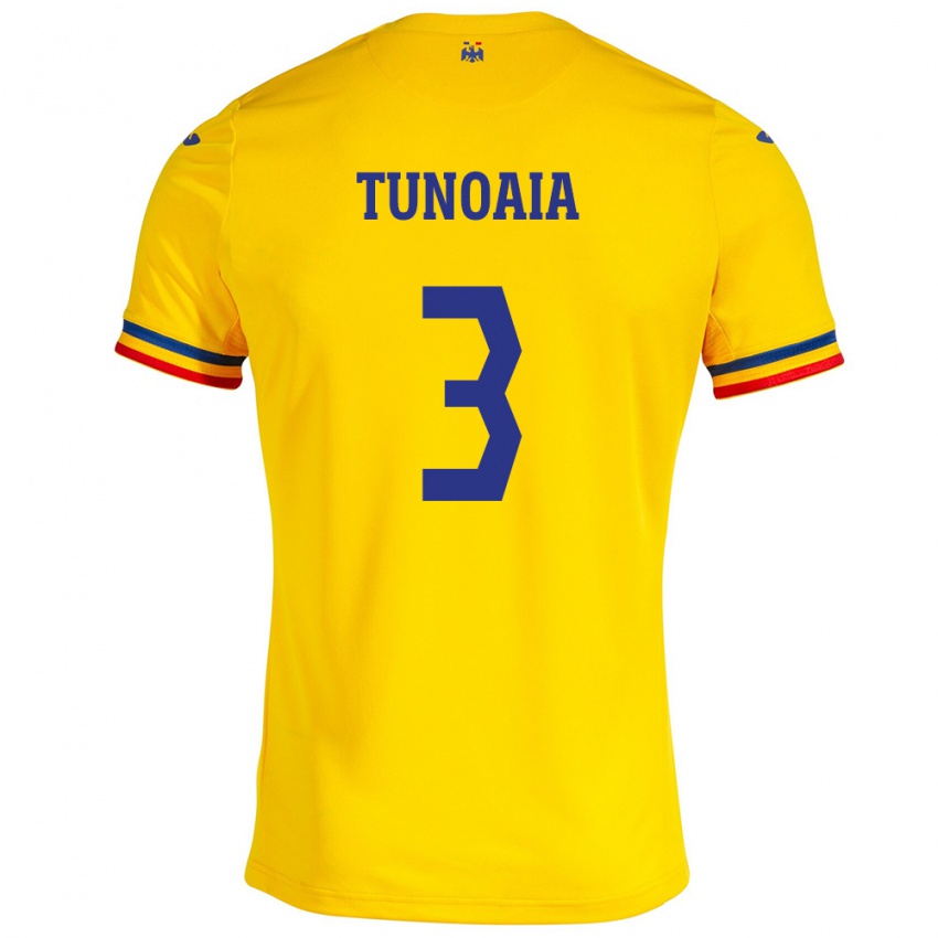 Børn Rumænien Alexandra Tunoaia #3 Gul Hjemmebane Spillertrøjer 24-26 Trøje T-Shirt