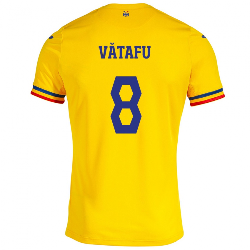 Børn Rumænien Ștefania Vătafu #8 Gul Hjemmebane Spillertrøjer 24-26 Trøje T-Shirt