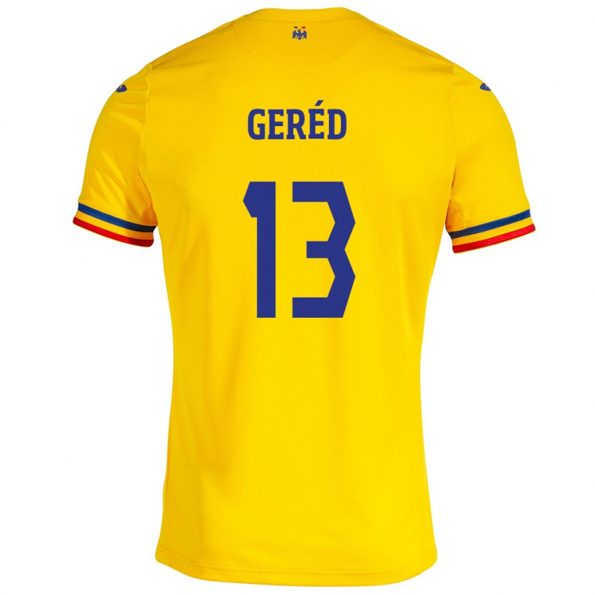 Børn Rumænien Erika Geréd #13 Gul Hjemmebane Spillertrøjer 24-26 Trøje T-Shirt