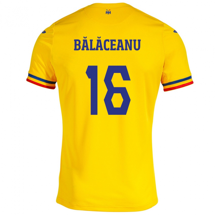 Børn Rumænien Ioana Bălăceanu #16 Gul Hjemmebane Spillertrøjer 24-26 Trøje T-Shirt