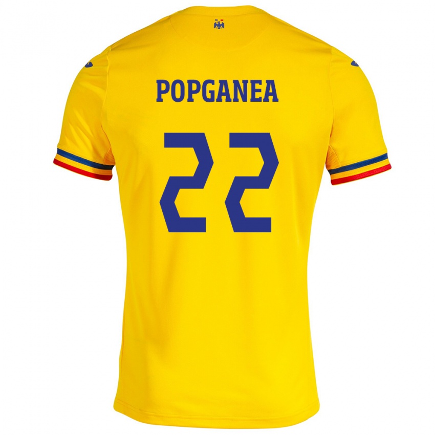 Børn Rumænien Mirela Pop-Ganea #22 Gul Hjemmebane Spillertrøjer 24-26 Trøje T-Shirt