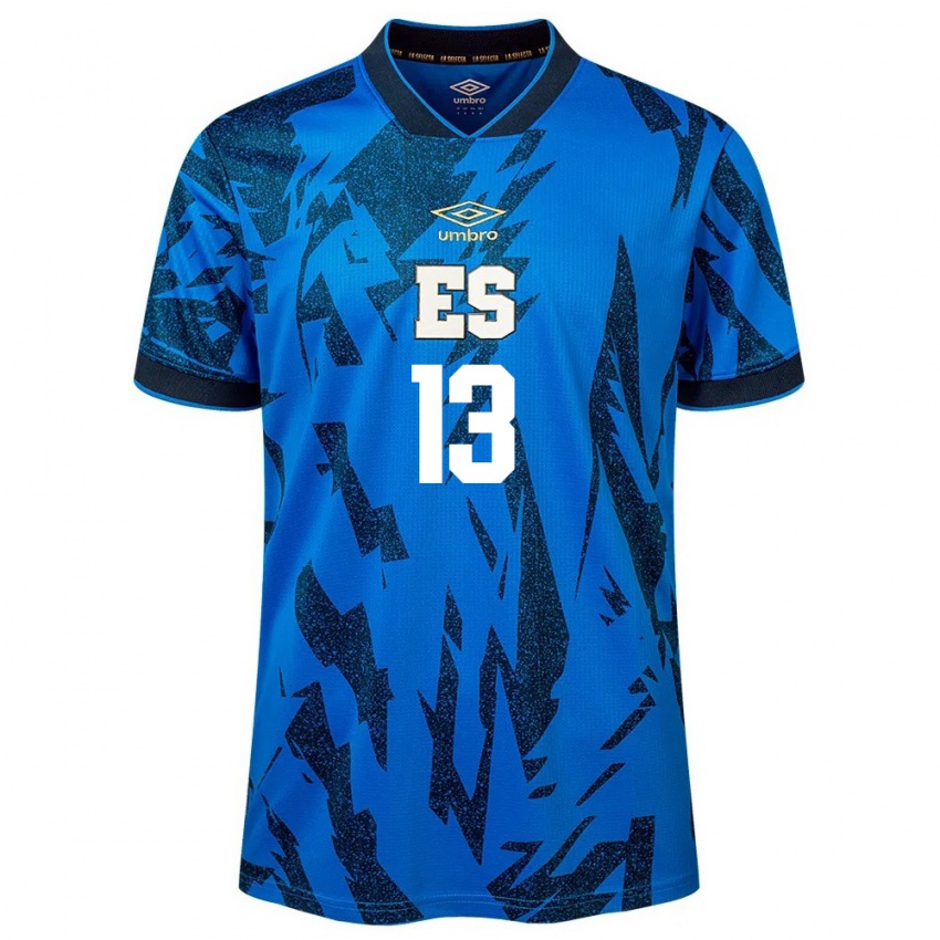 Børn El Salvador Tereso Benítez #13 Blå Hjemmebane Spillertrøjer 24-26 Trøje T-Shirt