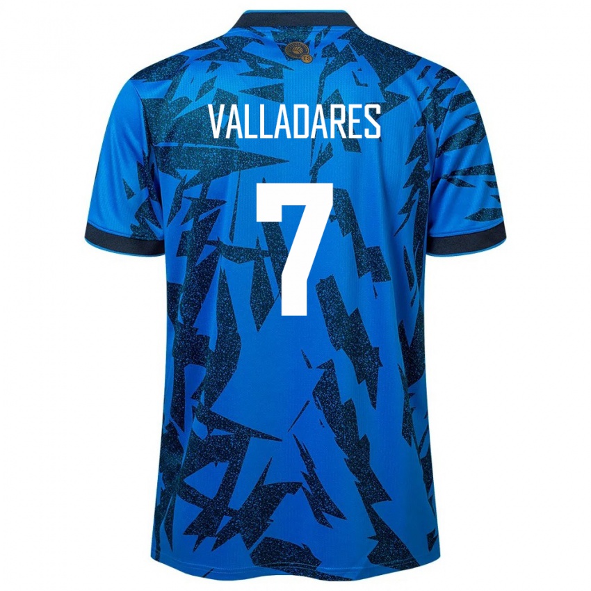 Børn El Salvador Jefferson Valladares #7 Blå Hjemmebane Spillertrøjer 24-26 Trøje T-Shirt