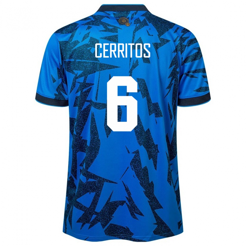 Børn El Salvador Mauricio Cerritos #6 Blå Hjemmebane Spillertrøjer 24-26 Trøje T-Shirt