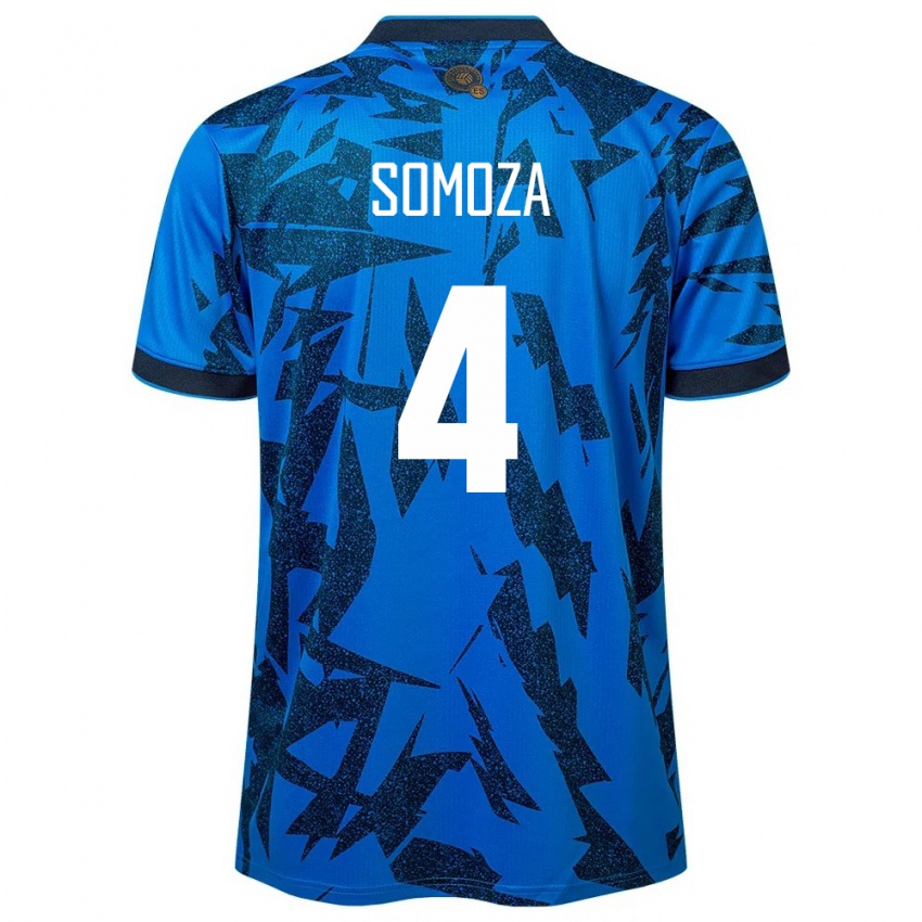 Børn El Salvador Néstor Somoza #4 Blå Hjemmebane Spillertrøjer 24-26 Trøje T-Shirt