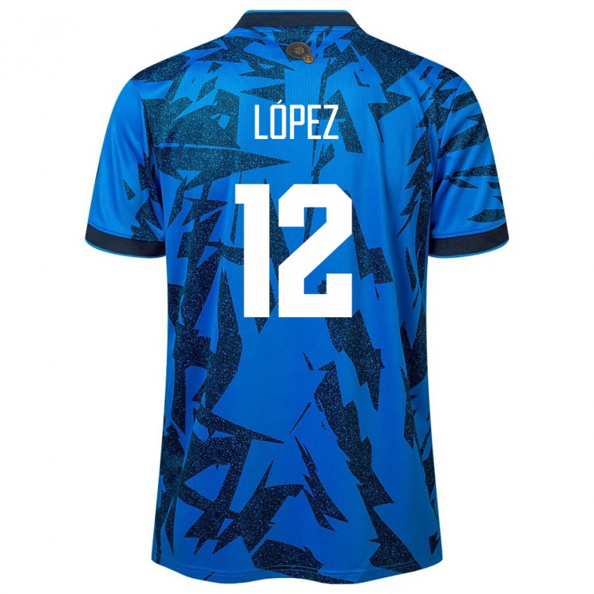 Børn El Salvador Abigaíl López #12 Blå Hjemmebane Spillertrøjer 24-26 Trøje T-Shirt