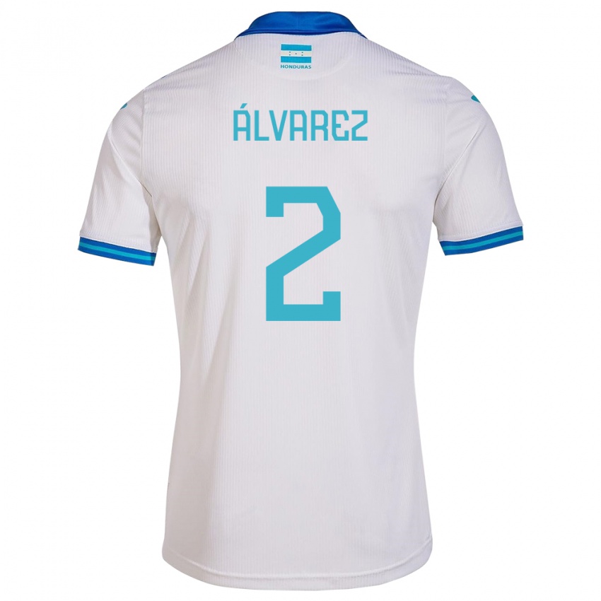 Børn Honduras Kevin Álvarez #2 Hvid Hjemmebane Spillertrøjer 24-26 Trøje T-Shirt