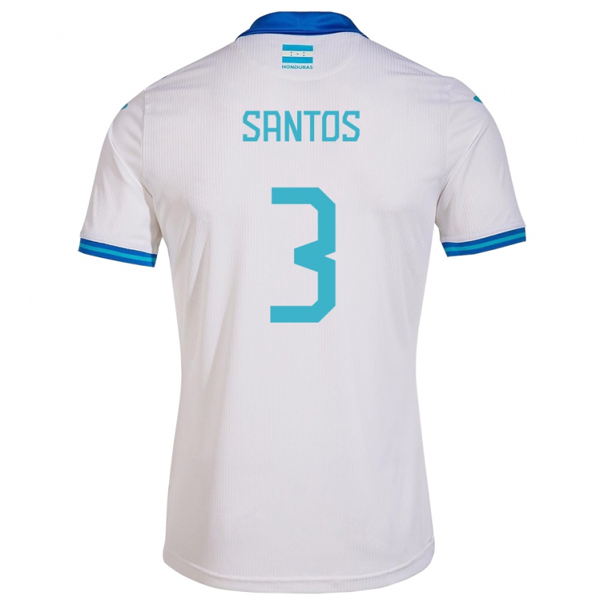 Børn Honduras Marcelo Santos #3 Hvid Hjemmebane Spillertrøjer 24-26 Trøje T-Shirt