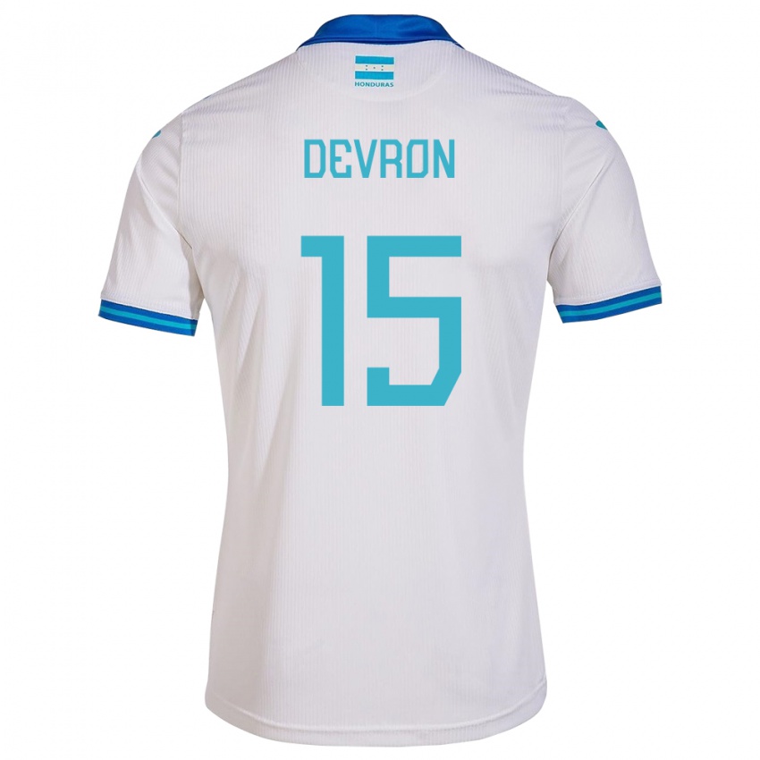 Børn Honduras Devron García #15 Hvid Hjemmebane Spillertrøjer 24-26 Trøje T-Shirt