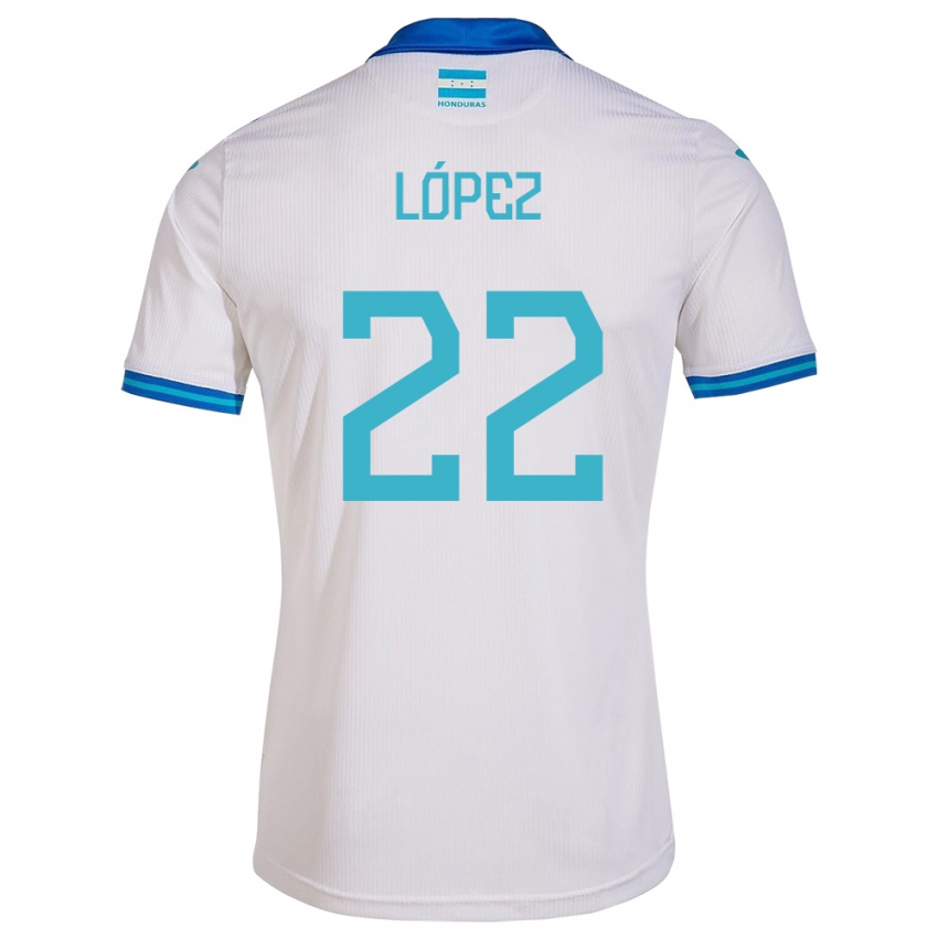 Børn Honduras Luis López #22 Hvid Hjemmebane Spillertrøjer 24-26 Trøje T-Shirt