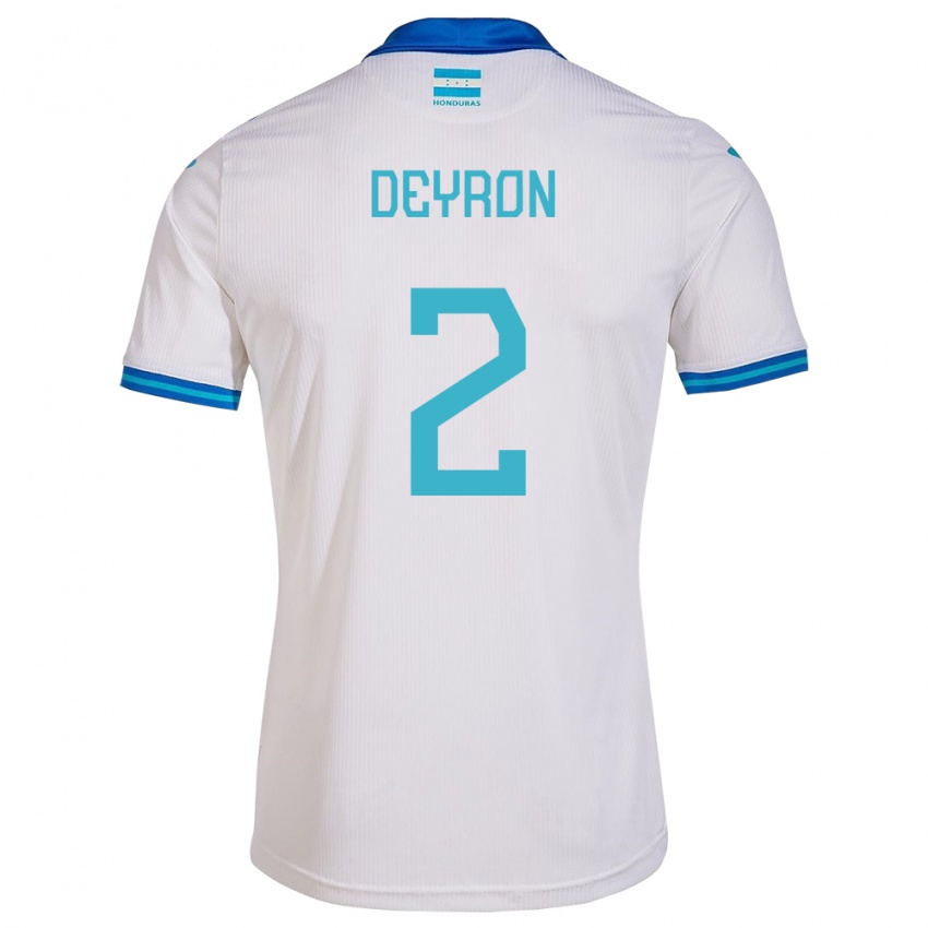 Børn Honduras Deyron Martínez #2 Hvid Hjemmebane Spillertrøjer 24-26 Trøje T-Shirt