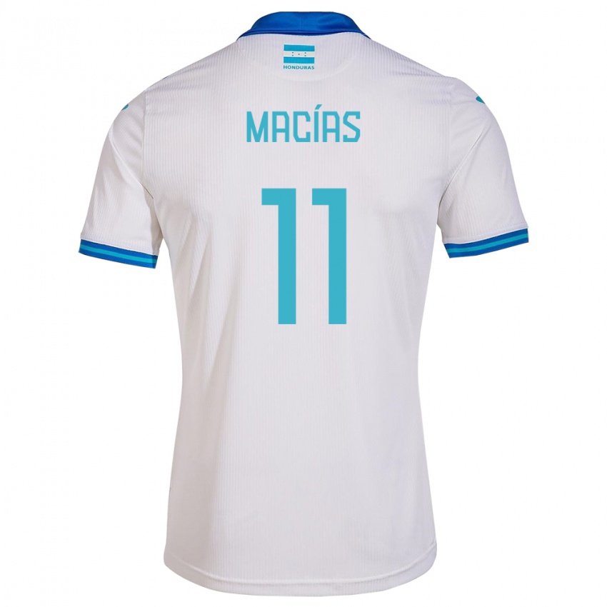 Børn Honduras Jefryn Macías #11 Hvid Hjemmebane Spillertrøjer 24-26 Trøje T-Shirt