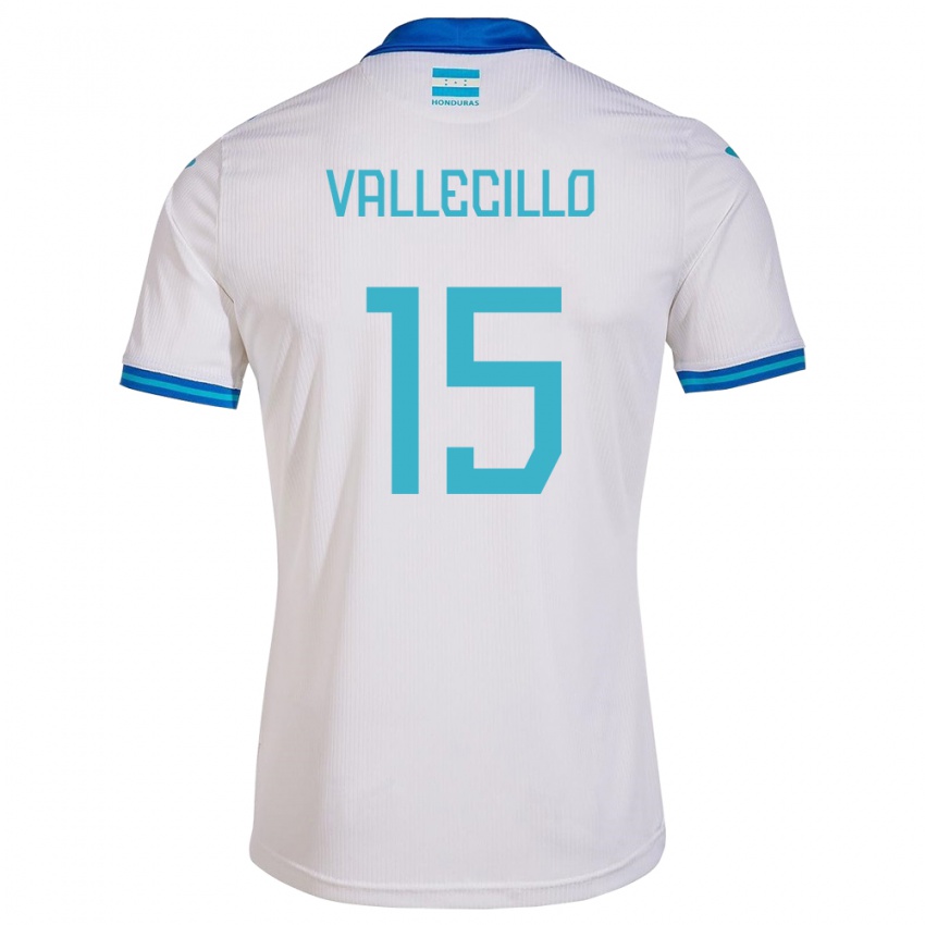 Børn Honduras Eric Vallecillo #15 Hvid Hjemmebane Spillertrøjer 24-26 Trøje T-Shirt