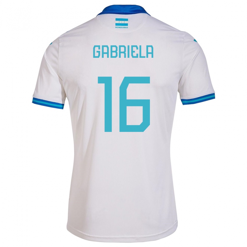 Børn Honduras Gabriela García #16 Hvid Hjemmebane Spillertrøjer 24-26 Trøje T-Shirt