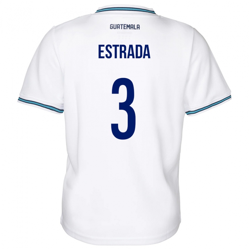 Børn Guatemala Carlos Estrada #3 Hvid Hjemmebane Spillertrøjer 24-26 Trøje T-Shirt