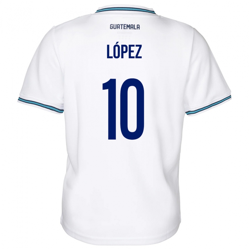 Børn Guatemala Antonio López #10 Hvid Hjemmebane Spillertrøjer 24-26 Trøje T-Shirt