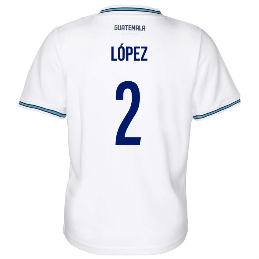 Børn Guatemala Francisco López #2 Hvid Hjemmebane Spillertrøjer 24-26 Trøje T-Shirt