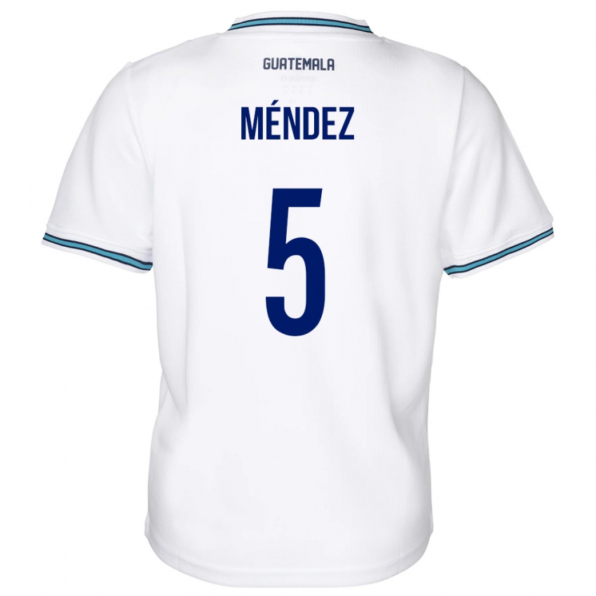 Børn Guatemala Diego Méndez #5 Hvid Hjemmebane Spillertrøjer 24-26 Trøje T-Shirt