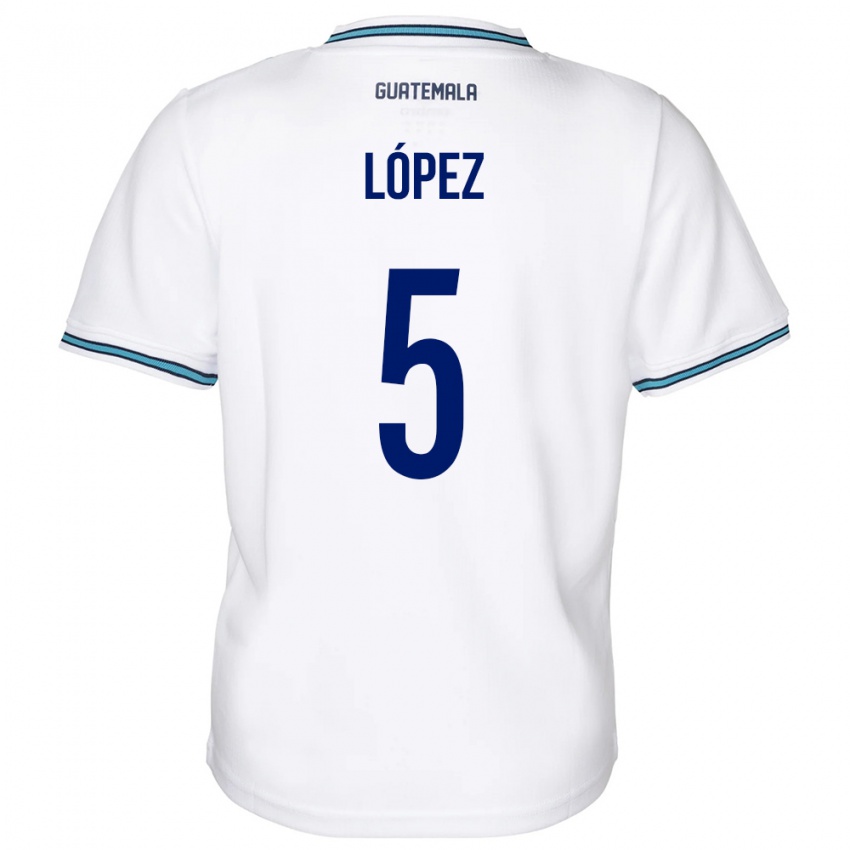 Børn Guatemala Jeffery López #5 Hvid Hjemmebane Spillertrøjer 24-26 Trøje T-Shirt