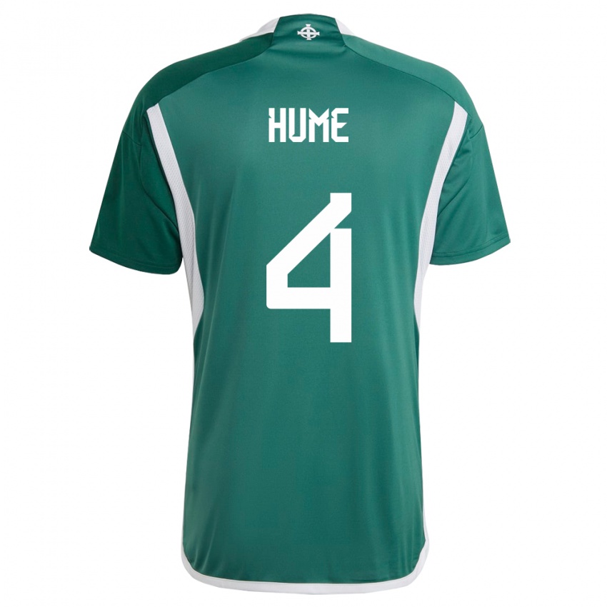 Børn Nordirland Trai Hume #4 Grøn Hjemmebane Spillertrøjer 24-26 Trøje T-Shirt