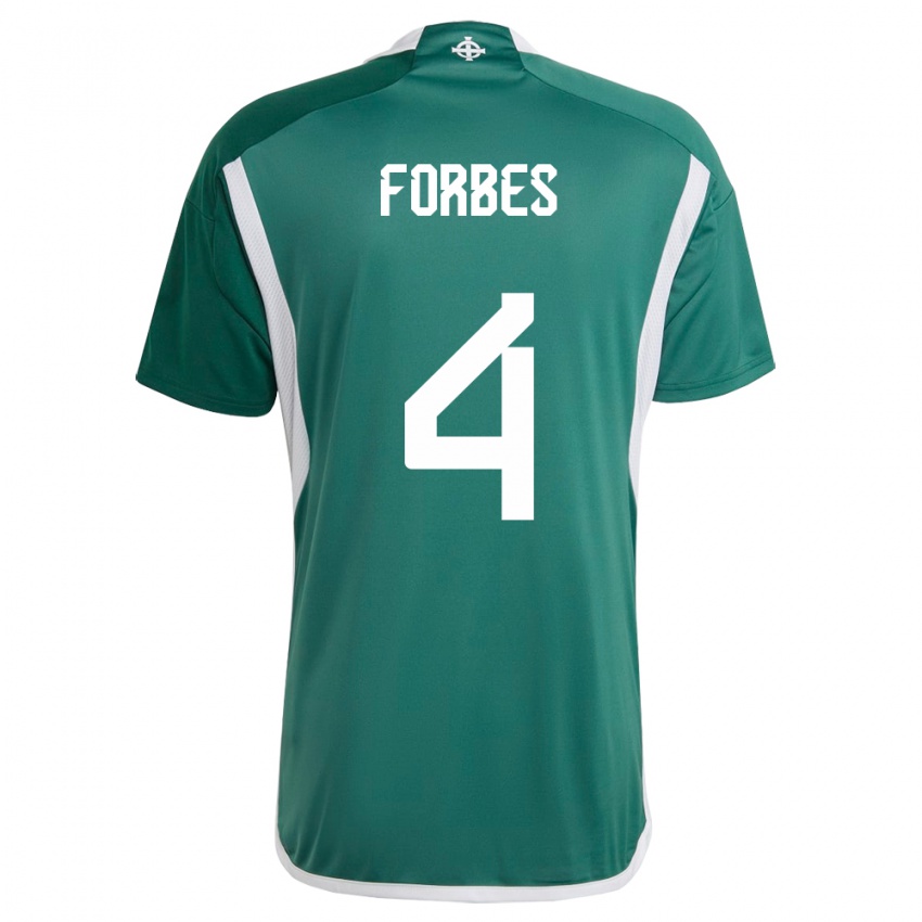 Børn Nordirland Michael Forbes #4 Grøn Hjemmebane Spillertrøjer 24-26 Trøje T-Shirt