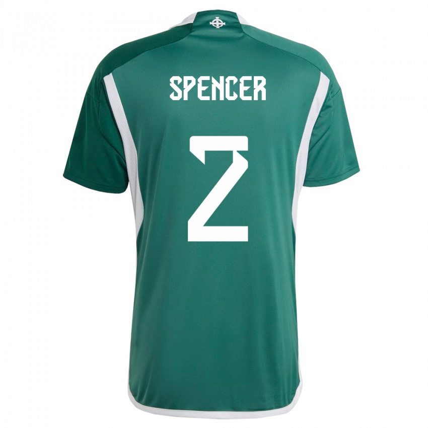 Børn Nordirland Brodie Spencer #2 Grøn Hjemmebane Spillertrøjer 24-26 Trøje T-Shirt