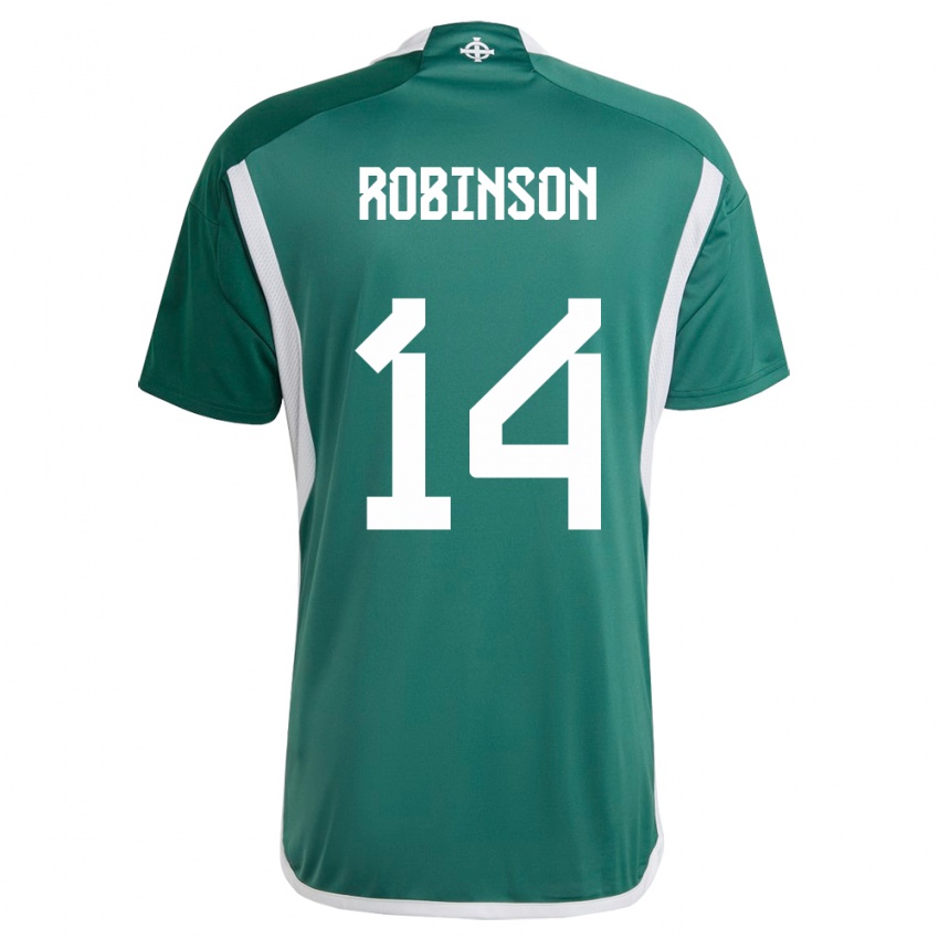 Børn Nordirland Darren Robinson #14 Grøn Hjemmebane Spillertrøjer 24-26 Trøje T-Shirt